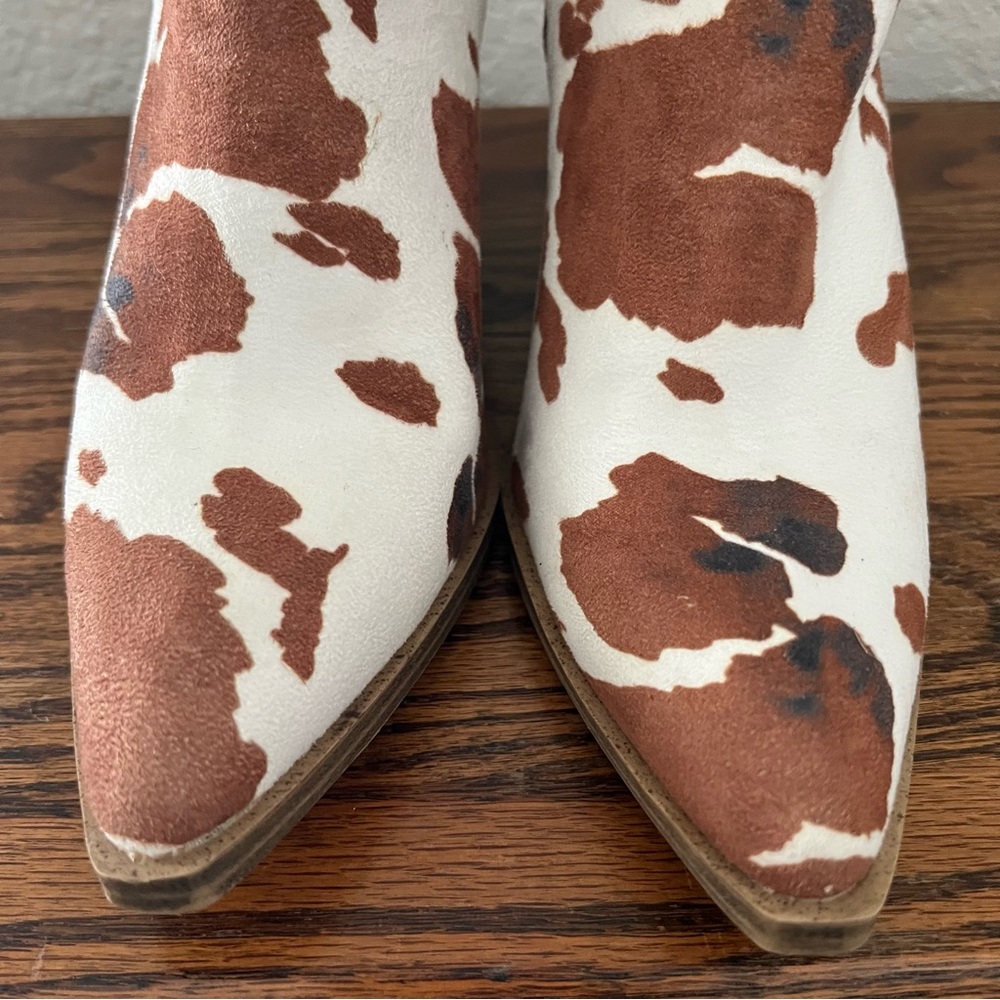 Arider Girl Cow Print Heeled Boots Size 8 - Picture 7 of 10